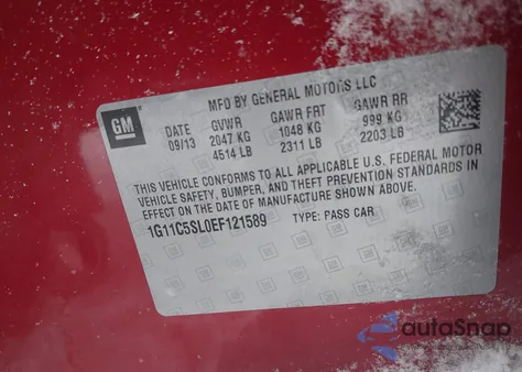 2014 Chevrolet Malibu 1Lt from USA, damaged, VIN 1G11C5SL0EF121589